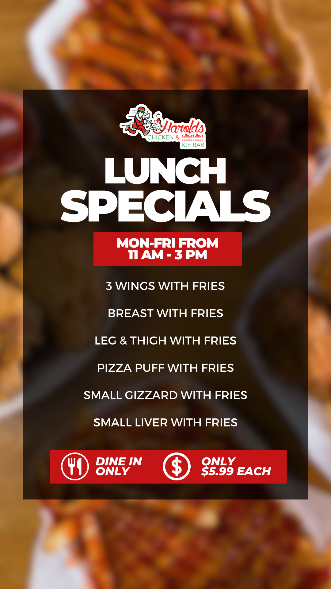 Duluth weekly specials harold s chicken ice bar